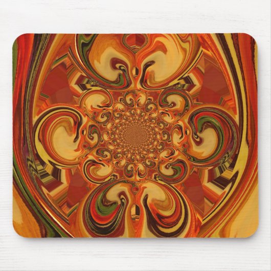 Tapis De Souris Motif tourbillonnant : Tons d'orange, Brown et ver (Devant)