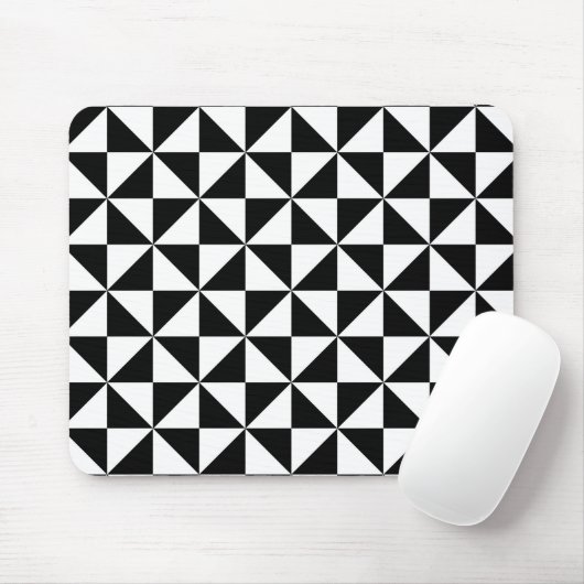 Tapis De Souris Motif triangulaire noir et blanc (Avec souris)