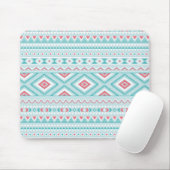Tapis De Souris Motif tribal Aztec Turquoise et rose (Avec souris)
