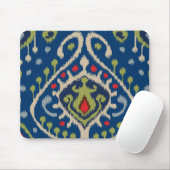 Tapis De Souris Motif tribal d'ikat moderne de vert bleu (Avec souris)