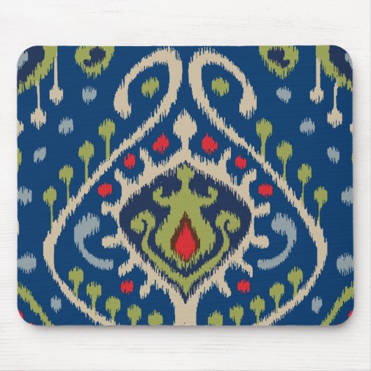 Tapis De Souris Motif tribal d'ikat moderne de vert bleu (Devant)