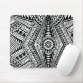 Tapis De Souris Motif tribal Mandala en noir et blanc (Avec souris)