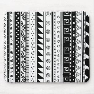 Tapis De Souris Motif tribal noir et blanc