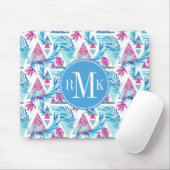 Tapis De Souris Motif tropical de feuille d'aquarelle abstraite (Avec souris)