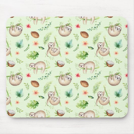 Tapis De Souris Motif tropical de paresse de noix de coco (Devant)