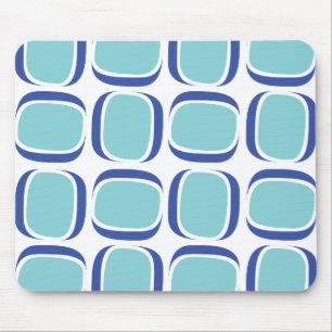 Tapis De Souris Motif turquoise de boîte bleue carrelée
