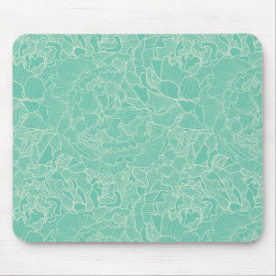 Tapis De Souris Motif Turquoise Peony