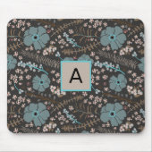 Tapis De Souris Motif Turquoise rose gris monogramme (Devant)