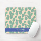 Tapis De Souris Motif vert et rose de cactus (Avec souris)