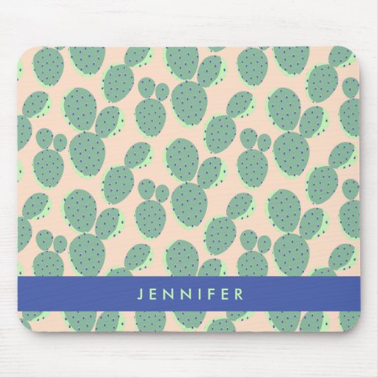 Tapis De Souris Motif vert et rose de cactus (Devant)