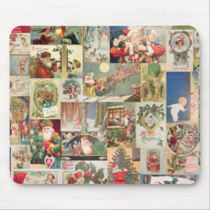 Tapis De Souris Motif vintage de vacances de cartes de Noël