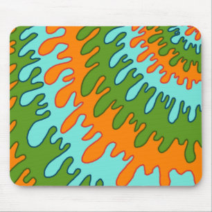 Tapis De Souris Motif Y2K Rayure Goutte Liquide Orange Vert Tripan