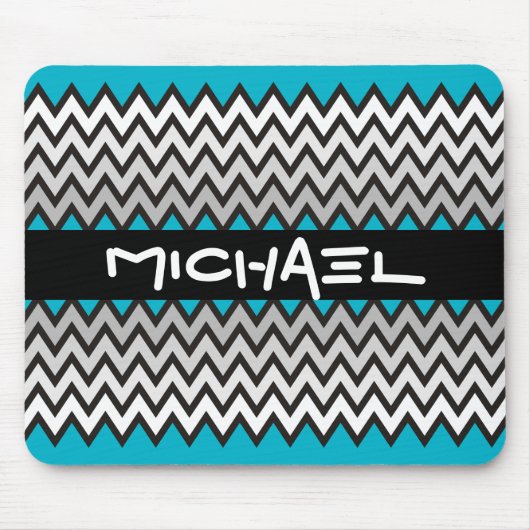 Tapis De Souris Motif ZIGZAG - noir blanc gris + votre idée (Devant)