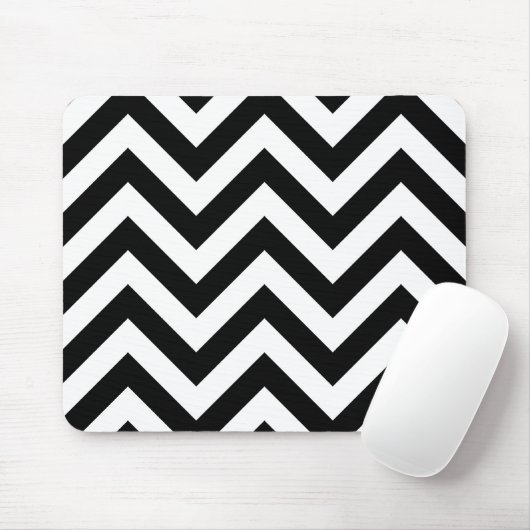 Tapis De Souris Motif Zigzag noir et blanc (Avec souris)