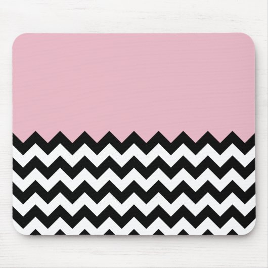 Tapis De Souris Motif Zigzag noir et blanc, Chevron, rose (Devant)