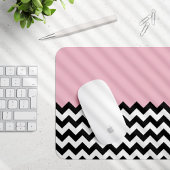 Tapis De Souris Motif Zigzag noir et blanc, Chevron, rose