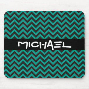 Tapis De Souris Motif ZIGZAG - noir + votre arrière - plan & texte