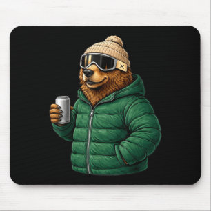 Tapis De Souris Motifs animaux ours brun après ski shirt skiAni