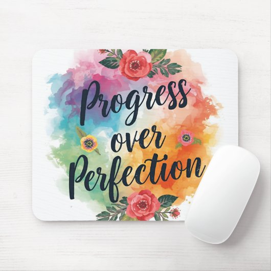 Tapis De Souris Motivation Priorité au Progrès Plutôt qu'à la Perf (Avec souris)