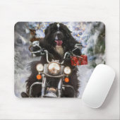Tapis De Souris Moto à chiens de Terre-Neuve Noël (Avec souris)