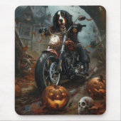 Tapis De Souris Moto bernois d'équitation Halloween effrayant (Devant)