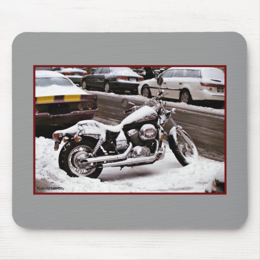 Tapis De Souris 'Moto en hiver' Mousepad (Devant)