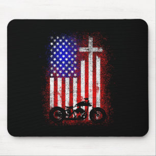 Tapis De Souris Moto Vintage Drapeau Usa Foi Chrétienne Pour Bi