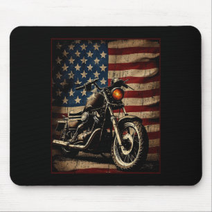 Tapis De Souris Motocyclette Drapeau Usa Rétro Biker