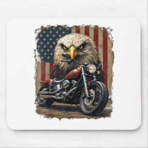Tapis De Souris Motocyclette Drapeau USA Rétro Biker Chopper