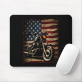 Tapis De Souris Motorcycle Usa Flag Retro Biker  (Avec souris)