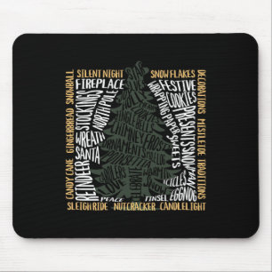 Tapis De Souris Mots de Noël Arbre de vacances unique Design