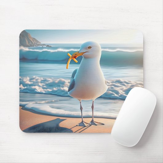 Tapis De Souris Mouette Aux Fries Françaises (Avec souris)