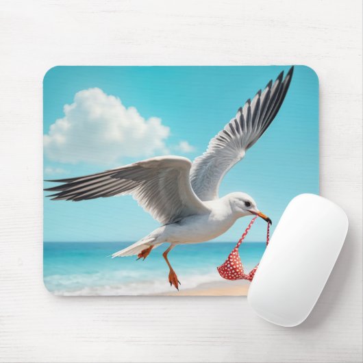 Tapis De Souris Mouette volant avec un haut de bikini (Avec souris)