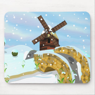 Tapis De Souris Moulin à vent aux perce-neige
