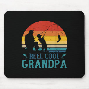 Tapis De Souris Moulinet de pêche vintage Grand-père cool pêcheur