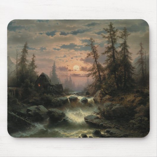 Tapis De Souris Mountain Stream au clair de lune - Albert Rieger (Devant)