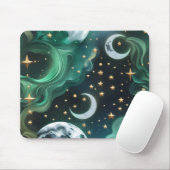 Tapis De Souris Mouse Pad - Emerald Green Celestial Moon (Avec souris)