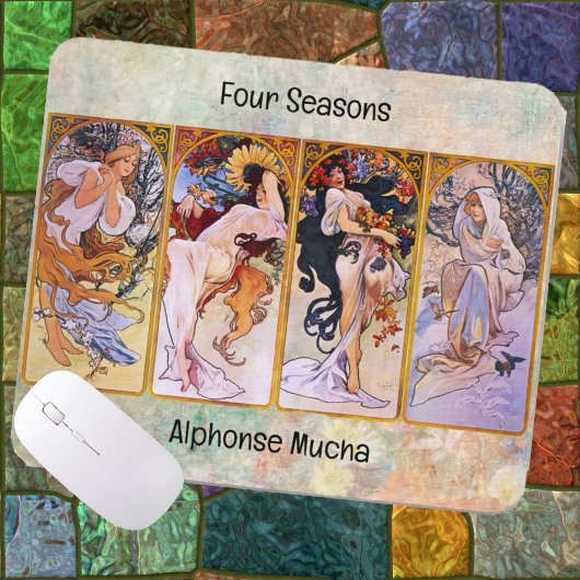 Tapis De Souris MOUSE PAD - L'art "Four Seasons" d'Alphonse Mucha