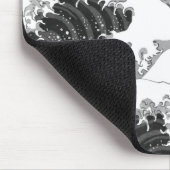 TAPIS DE SOURIS MOUSE PAD NOIR ET BLANC VAGUE MOTIF JAPONAIS (Coin)