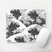 TAPIS DE SOURIS MOUSE PAD NOIR ET BLANC VAGUE MOTIF JAPONAIS (Avec souris)