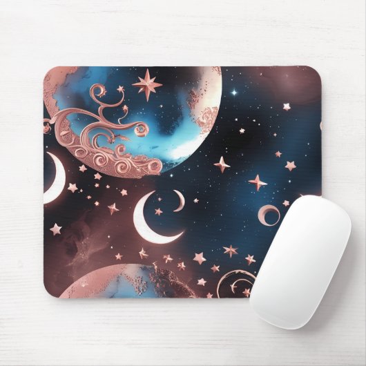 Tapis De Souris Mouse Pad - Rose Gold Celestial Moon (Avec souris)