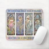 Tapis De Souris MOUSE PAD - "Times of the Day" d'Alphonse Mucha (Avec souris)