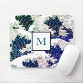 TAPIS DE SOURIS MOUSE PAD WAVE MOTIF JAPONAIS PERSONNALISÉ INITIAL (Avec souris)