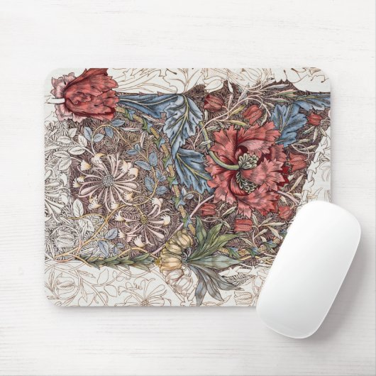 TAPIS DE SOURIS MOUSE PAD : WILLIAM MORRIS : HONEYSUCKLE + TULIP (Avec souris)