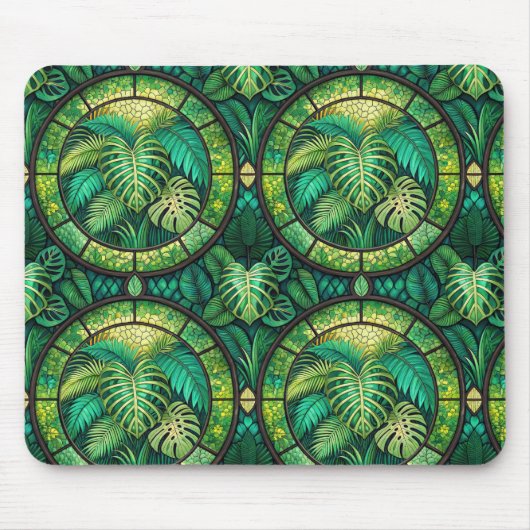 Tapis De Souris Mouse pad with a tropical leaf motif (Devant)