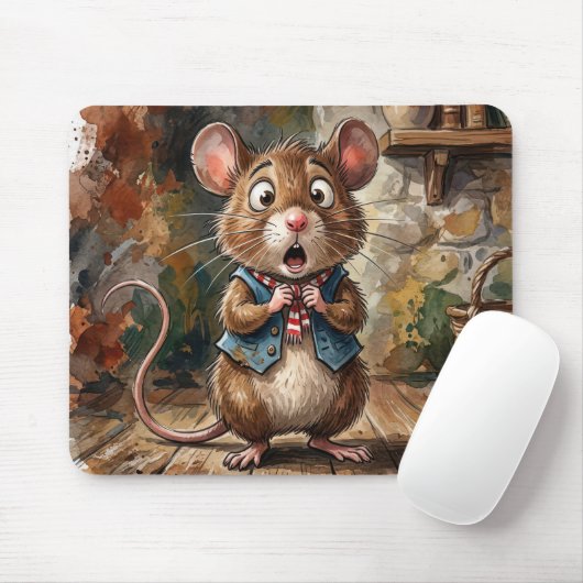 Tapis De Souris Mouse with a Surprised Look  (Avec souris)