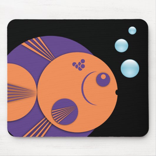 Tapis De Souris Mousemat, Circle Fish, purple orange, blue bubbles (Devant)
