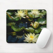 Tapis De Souris mousepac blanc nénuphar (Avec souris)
