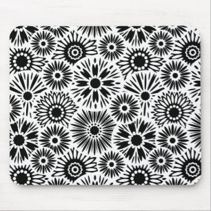 Tapis De Souris mousepac floral noir et blanc