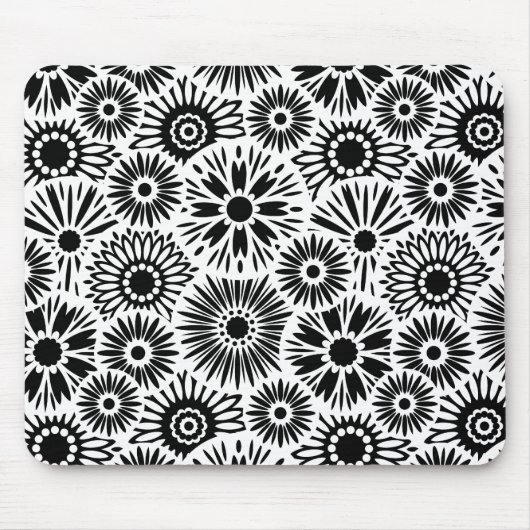 Tapis De Souris mousepac floral noir et blanc (Devant)